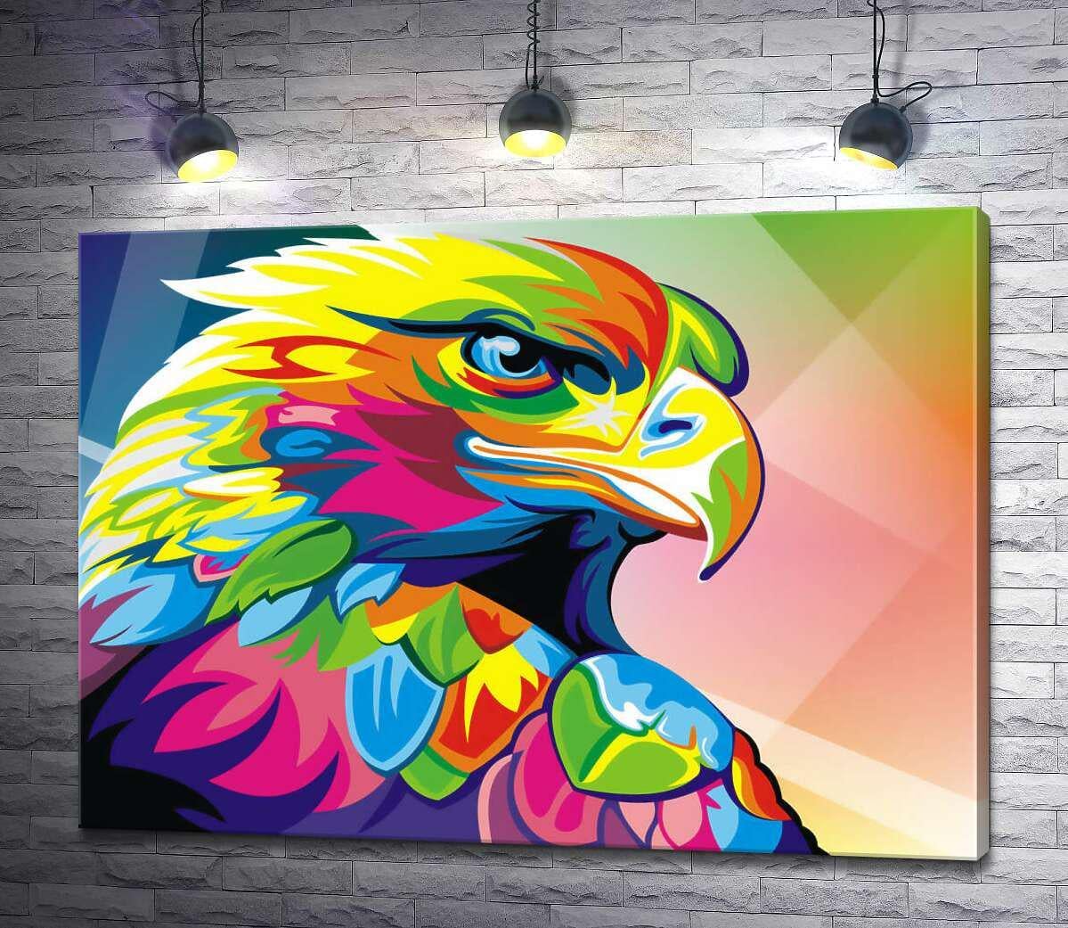Картина ArtPoster Грозный взгляд орла среди красочного оперения 100x73 см Модуль №1 (000981) Картина ArtPoster Грозный взгляд орла среди красочного оперения 100x73 см Модуль №1 (000981)
