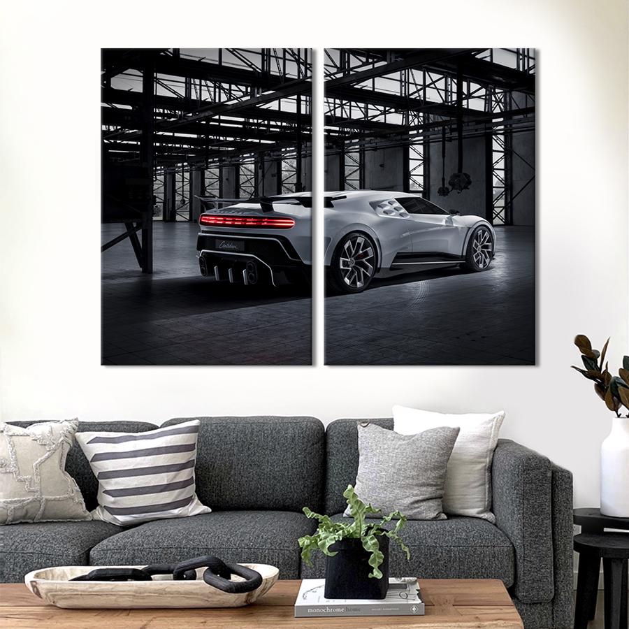 Картина на холсте Серебристый Bugatti Centodieci 111x81 см (1301-2)