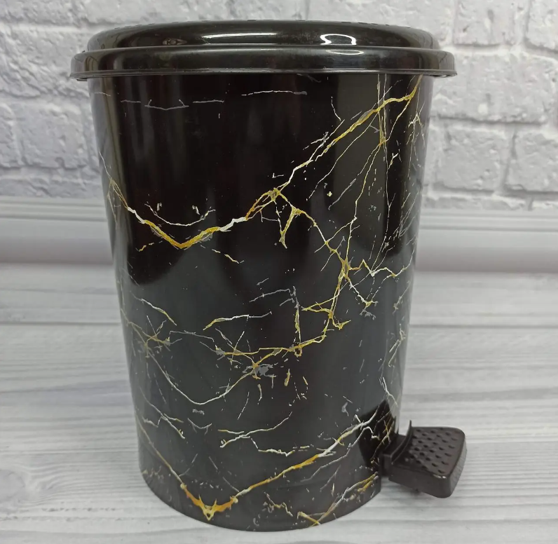 Ведро мусорное педальное Elif 24 л Черный мрамор (9203530)