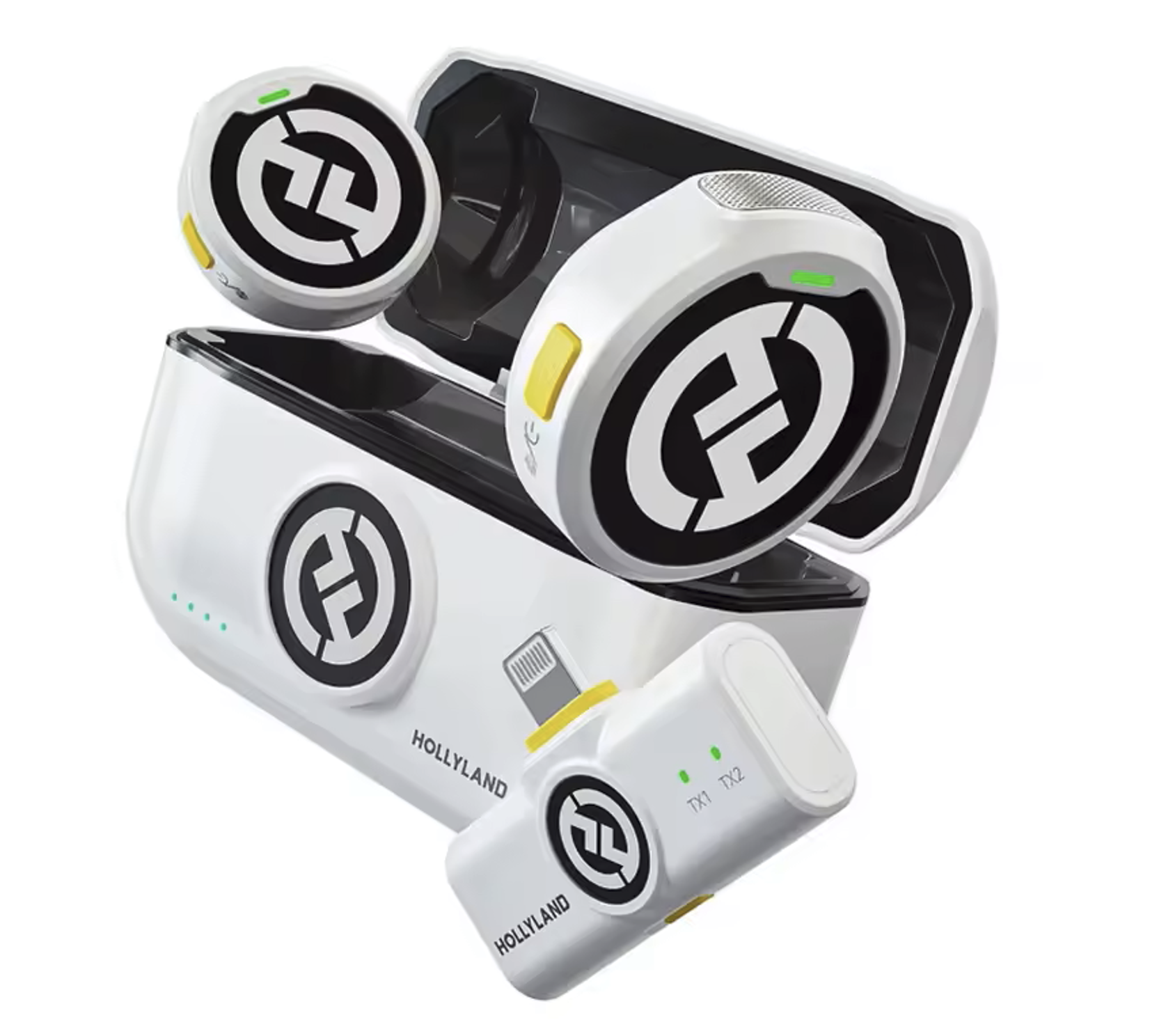 Мікрофон петличний Hollyland Lark M2 Duo with Lightning Plug white для iPhone із зарядним кейсом професійний 2 шт. (52007)