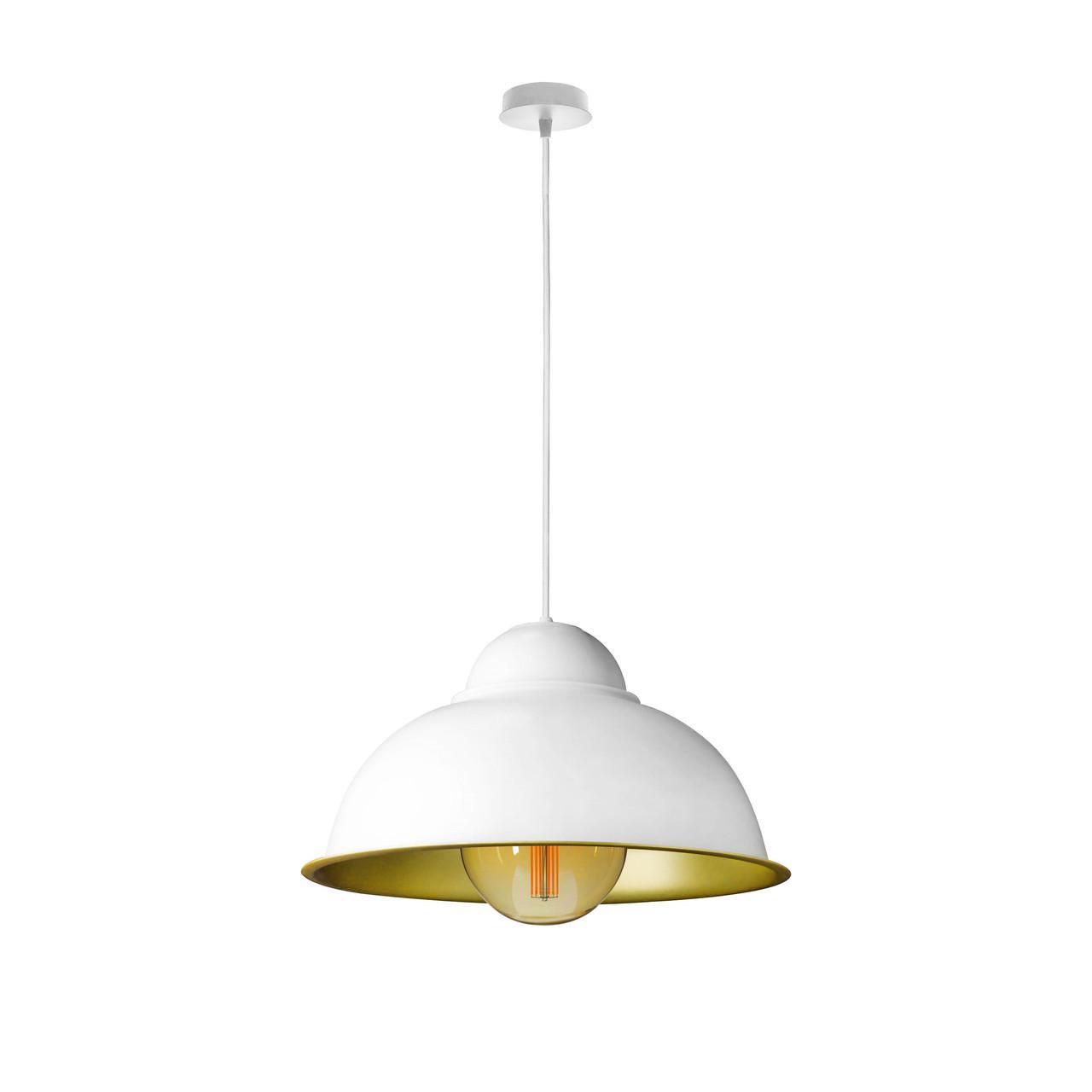 Підвісний світильник MSK ELECTRIC Dome під лампу Е27 Біло-золотий (СП 3614 WH+GD)