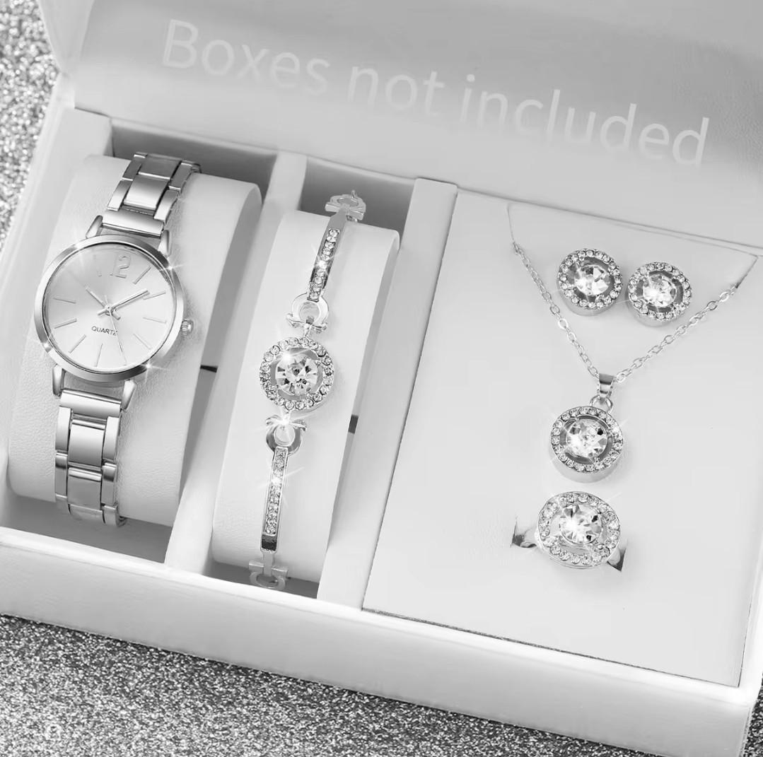 Комплект женских кварцевых наручных часов Женские времена с подвеской/серьгами/кольцом с браслетом (2362285144) - фото 6