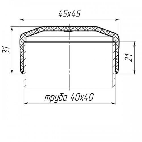 Заглушка Steelfix 40х40 мм зовнішня квадратна для труби 50 шт. Чорний (245655) - фото 2