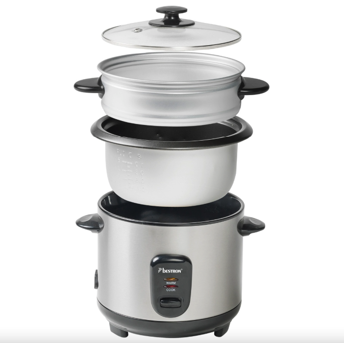 Рисоварка Bestron ASIA Lounge ARC из нержавеющей стали с пароваркой на 4–6 человек/кастрюля 1 л/паровая чаша 19 см (ASIA Lounge ARC 100) Рисоварка Bestron ASIA Lounge ARC из нержавеющей стали с пароваркой на 4–6 человек/кастрюля 1 л/паровая чаша 19 см (ASIA Lounge ARC 100)