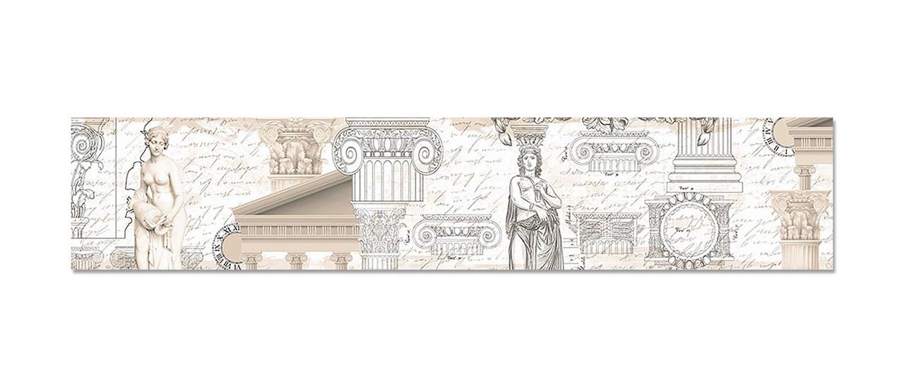 Кухонный фартук Античность скульптура/Колоны из самоклеющейся виниловой пленки 60х300 см Серый