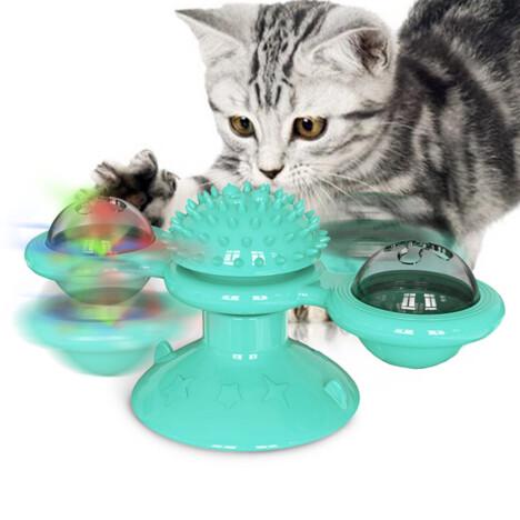 Игрушка для котов/спинер с щеткой для зубов Rotate Windmill Cat Toy Голубой (6244cfe8) - фото 2