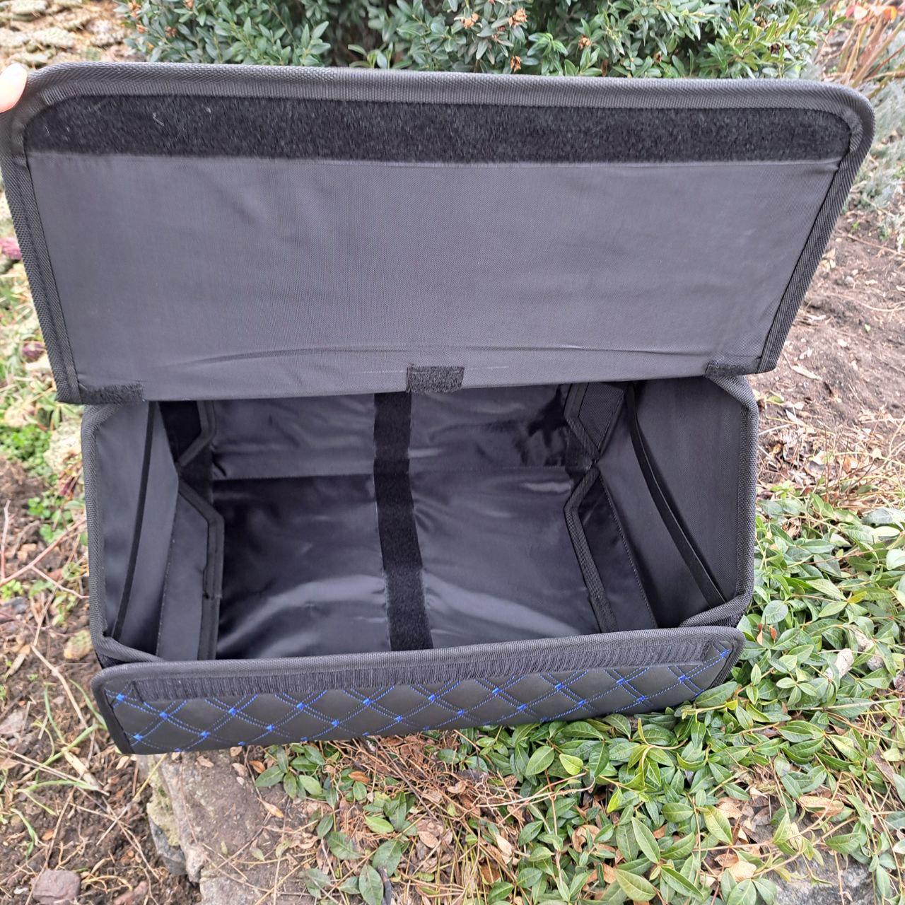 Органайзер автомобильный в багажник из эко-кожи M 50x30x30 см Черный с синим (4144202d) - фото 4 Органайзер автомобильный в багажник из эко-кожи M 50x30x30 см Черный с синим (4144202d) - фото 4