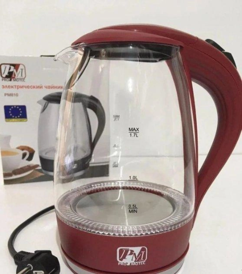 Електрочайник дисковий PROMOTEC PM-810 з підсвічуванням скло 1,7 л (14113788) - фото 3