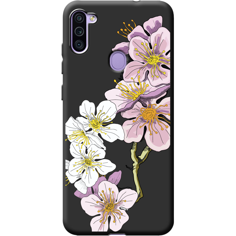 Чехол Boxface Samsung A115 Galaxy A11 Cherry Blossom Черный силикон (39628-cc4-40216) - фото 1