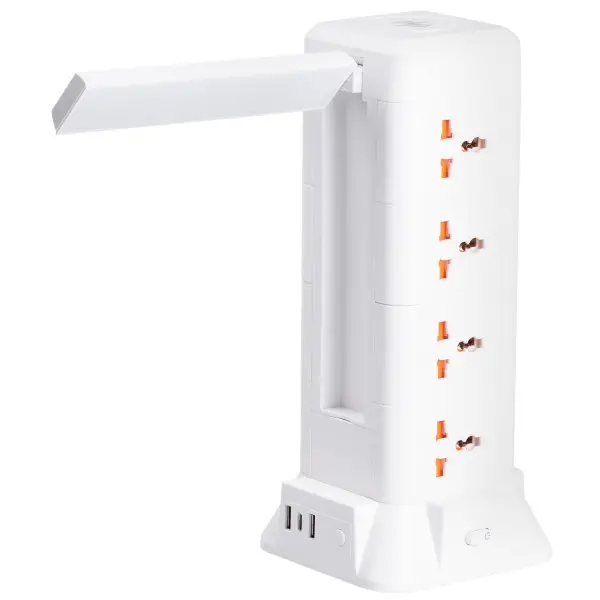 Фильтр-удлинитель сетевой TOWER 12 розеток LED-лампа 3USB+1PD 2,8 м Белый (HP-5-9MF) - фото 4