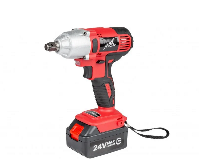 Гайковерт аккумуляторный MAX Red MA752 ударный 24 В с 2 аккумуляторами Черный с красным (31757816)