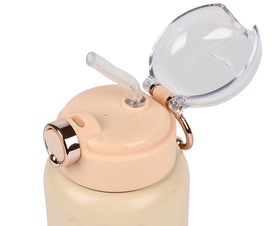 Термос-поилка Stenson MT-5351 с ручкой и трубочкой на кнопке 500 мл Кремовый (2772010405) - фото 3