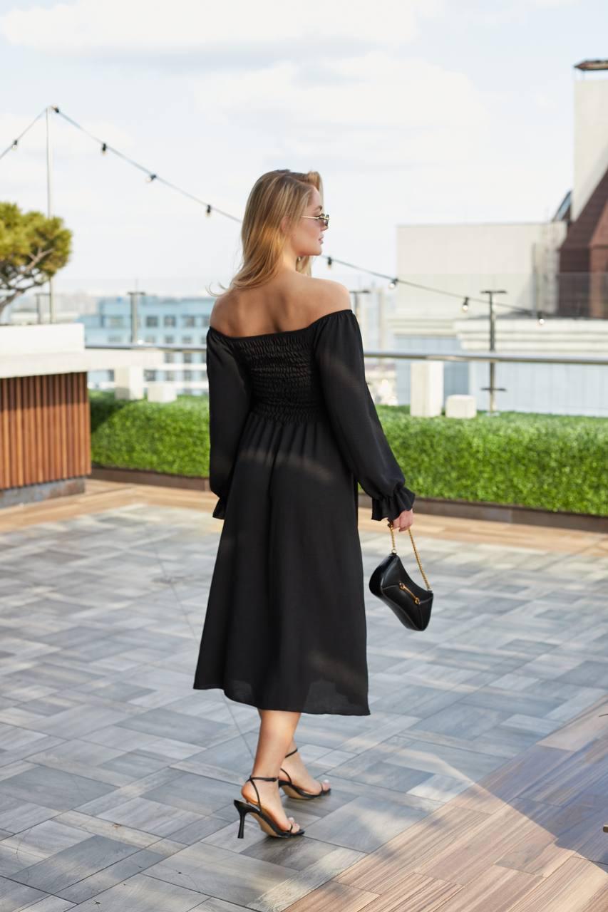 Платье женское креп-жатка р. 42-46 Черный (Г1467-237/Д) - фото 3