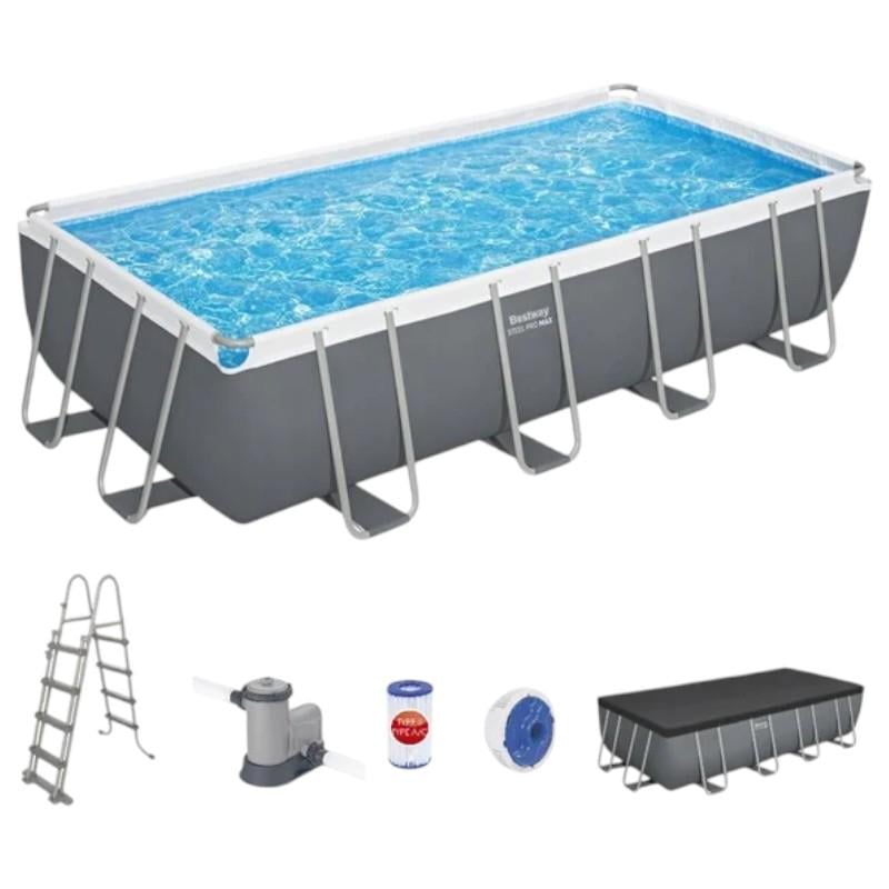 Бассейн каркасный Bestway с картриджным фильтром стремянкой и тентом 549х274х122см Серый (56465) - фото 7 Бассейн каркасный Bestway с картриджным фильтром стремянкой и тентом 549х274х122см Серый (56465) - фото 7