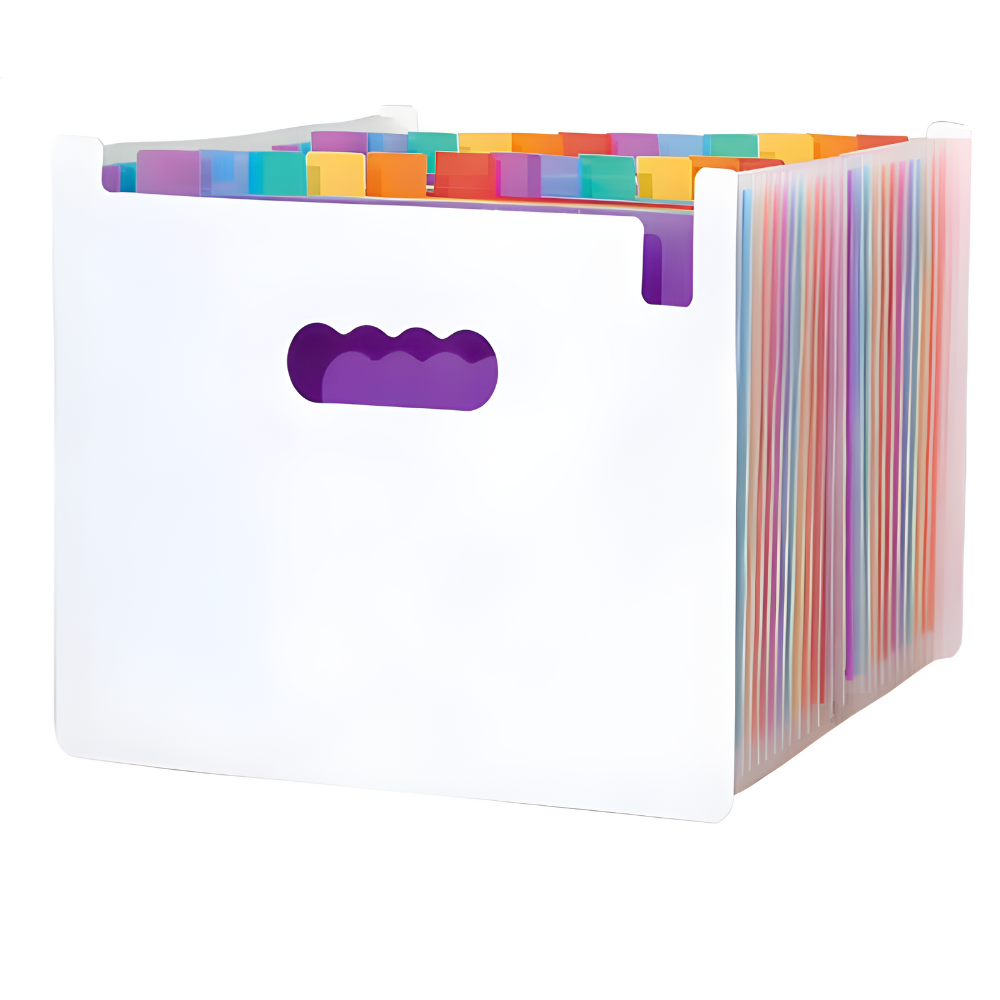 Папка для хранения документов и файлов на 24 отделения формата А4 с цветными вкладками 330x240x30 мм Белый