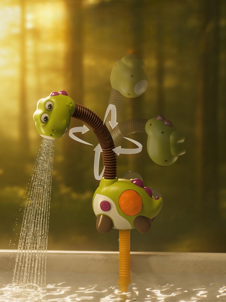 Набір ігровий для ванни Tumama веселий динозавр з водяним душем Різнокольоровий - фото 7
