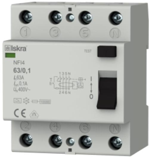 Устройство защитного отключения Iskra 40A 3Р+NA 30 mA 230/400 В NFI4 (030104300000)