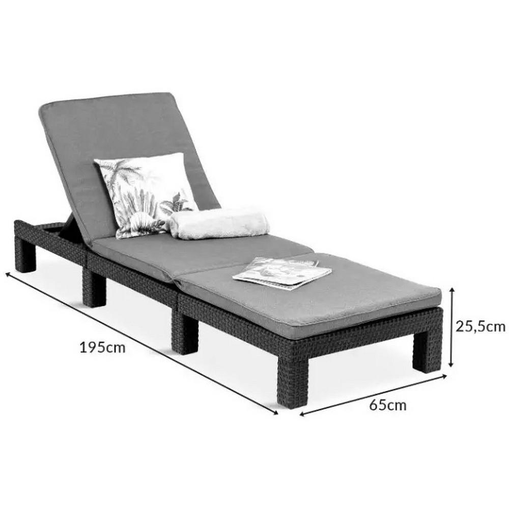 Шезлонг Keter Daytona Deluxe с подушками Графитовый (252223) - фото 15 Шезлонг Keter Daytona Deluxe с подушками Графитовый (252223) - фото 15