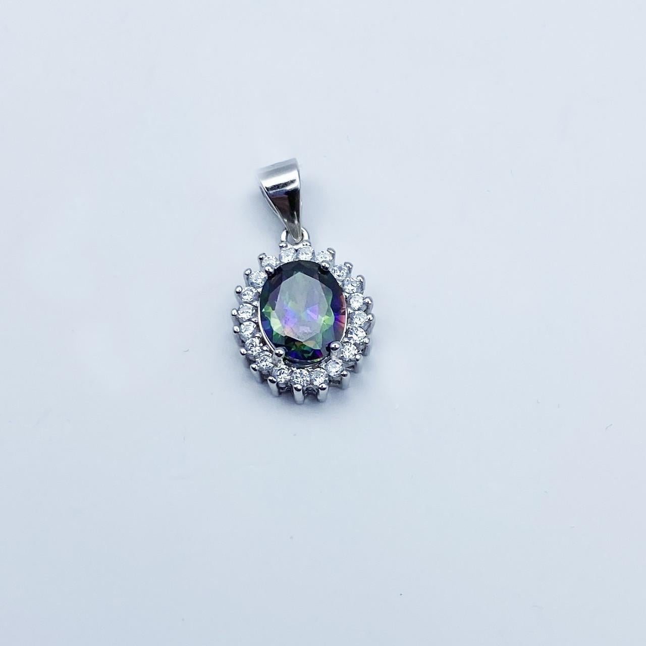 Серебряный кулон с мистик топазом и кубическим цирконием 2,25 г (2209459936)