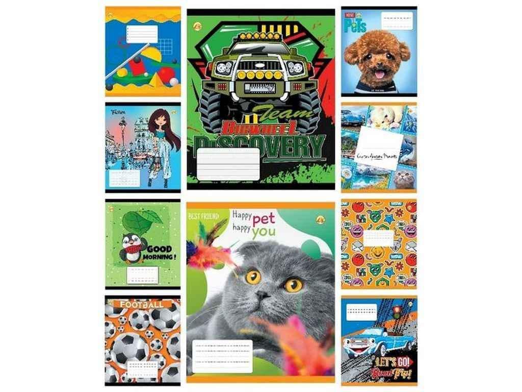 Тетрадь в клетку Тетрада 12 л. 25 шт. твердая ТЕ31106 Микс 2 (1064052)