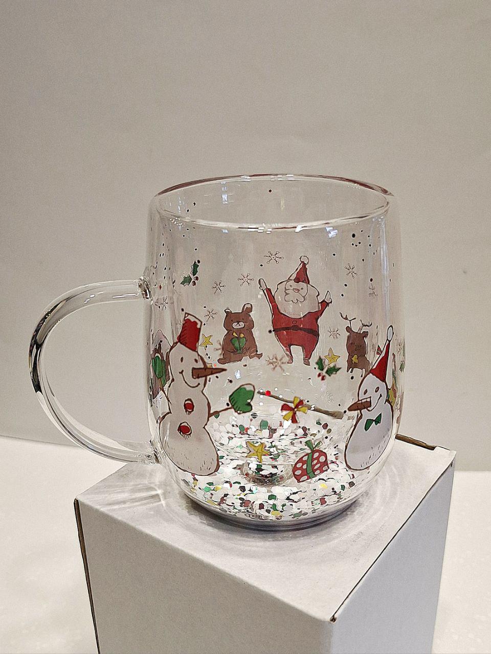 Кружка з подвійного скла Новорічна-2 300 мл (1748) - фото 2 Кружка з подвійного скла Новорічна-2 300 мл (1748) - фото 2