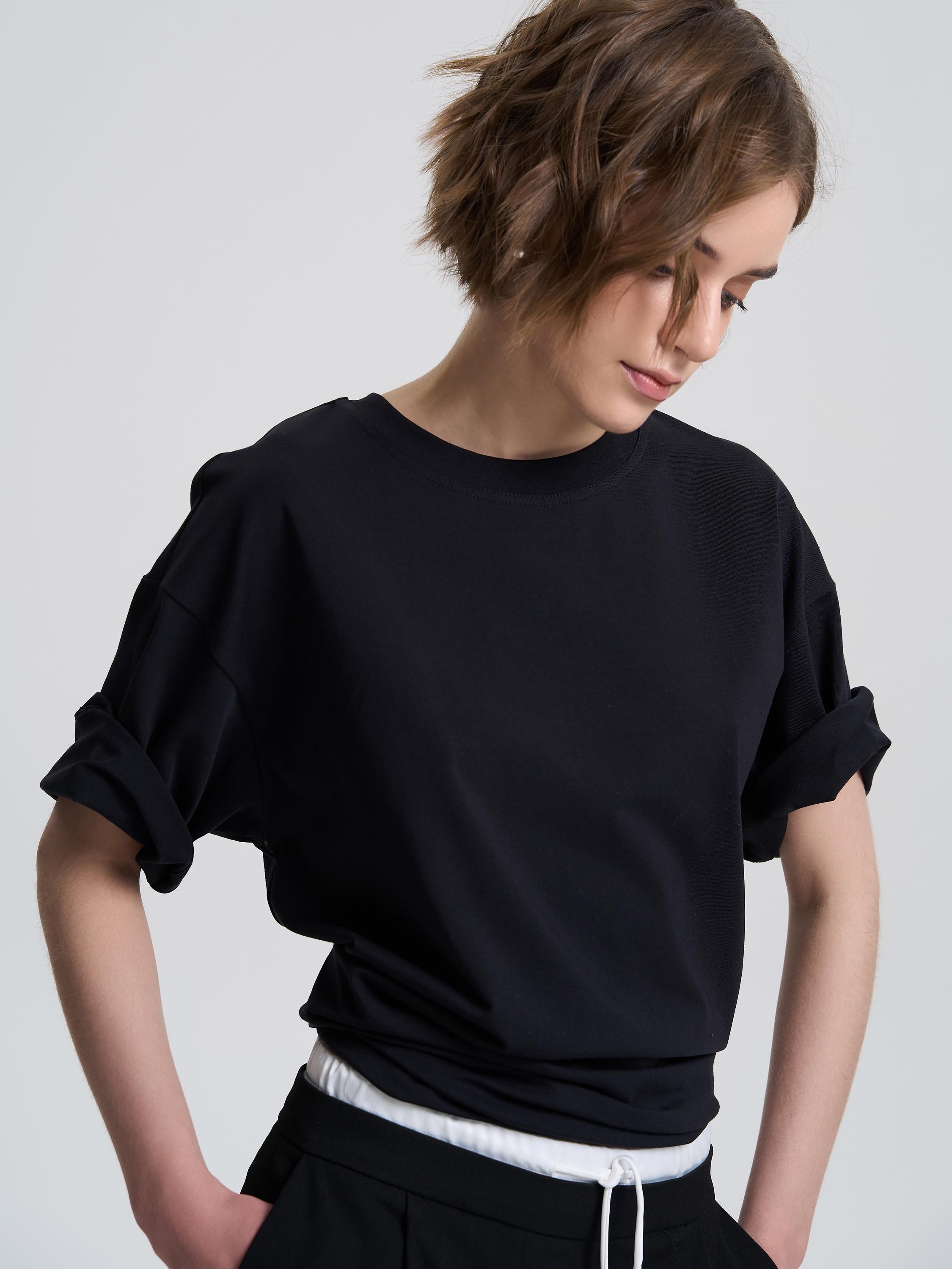 Футболка женская оверсайз ROZA 231105 S Черный (4824005697227) - фото 4 Футболка женская оверсайз ROZA 231105 S Черный (4824005697227) - фото 4