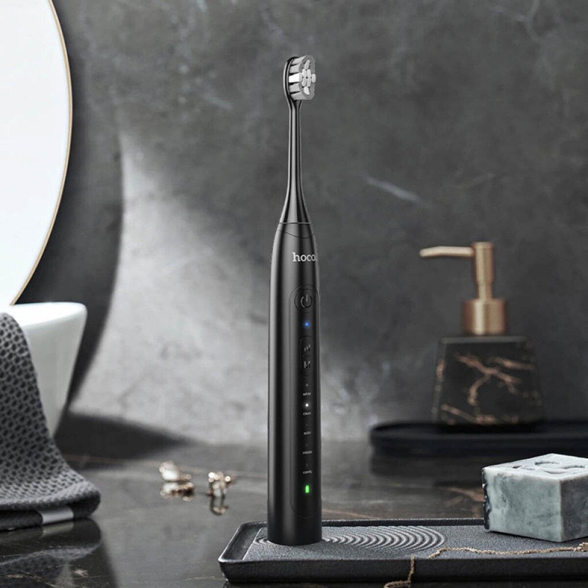 Зубна щітка електрична Hoco HP60 Wave electric toothbrush 1200 mAh Black (607764) - фото 4 Зубна щітка електрична Hoco HP60 Wave electric toothbrush 1200 mAh Black (607764) - фото 4