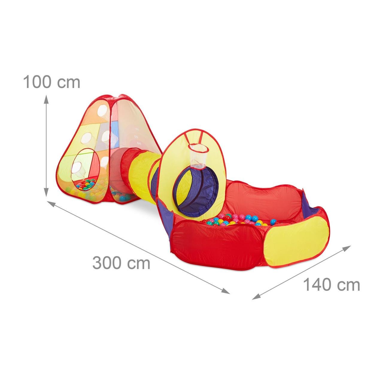 Палатка детская Relaxdays с туннелем и шариками 100 шт. (2274340753) - фото 4