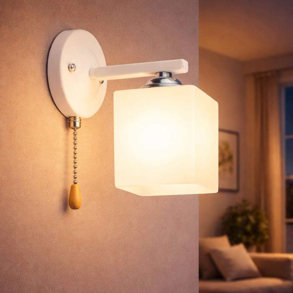 Бра Valeso з матовим плафоном під одну лампу Е27 Білий/Хром (B N6788/1W WT+CH)