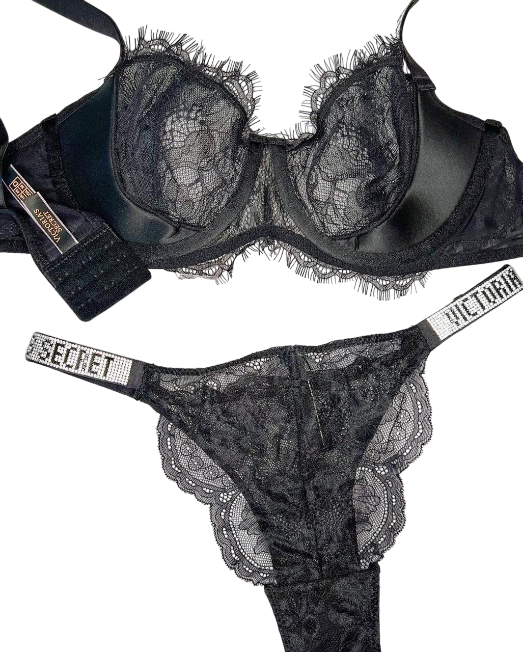 Комплект женского нижнего белья Victoria's Secret с оригинальным принтом 90D-L Черный (8070) Комплект женского нижнего белья Victoria's Secret с оригинальным принтом 90D-L Черный (8070)