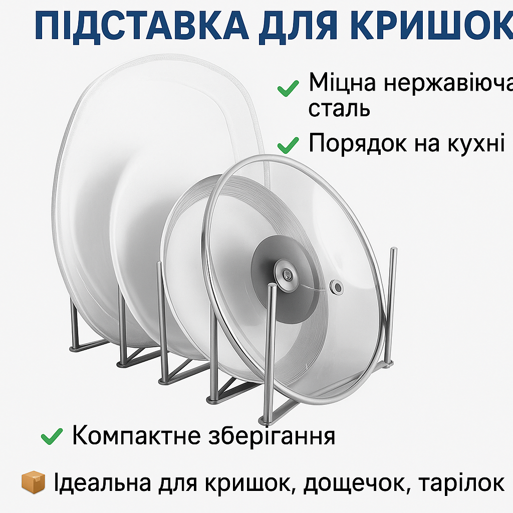 Підставка для кришок з нержавіючої сталі 4 відділення (2703784016) - фото 2 Підставка для кришок з нержавіючої сталі 4 відділення (2703784016) - фото 2