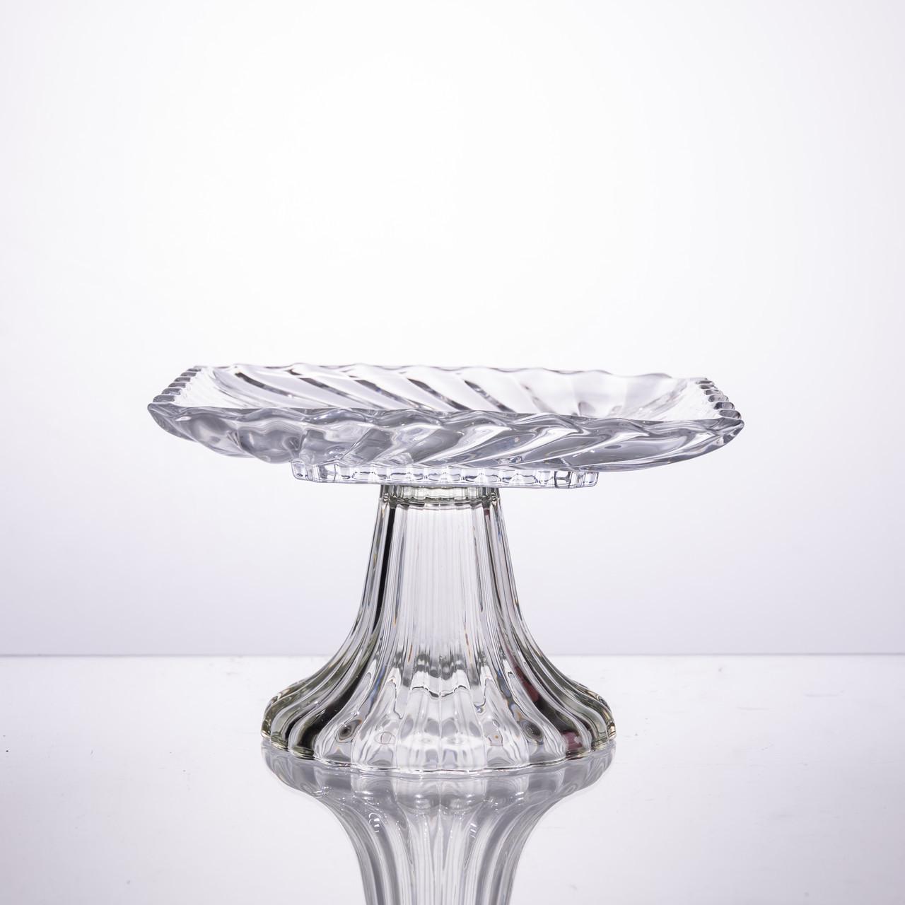 Тортовщица стеклянная квадратная на ножке 16х16 см Прозрачный (64486-15) - фото 3