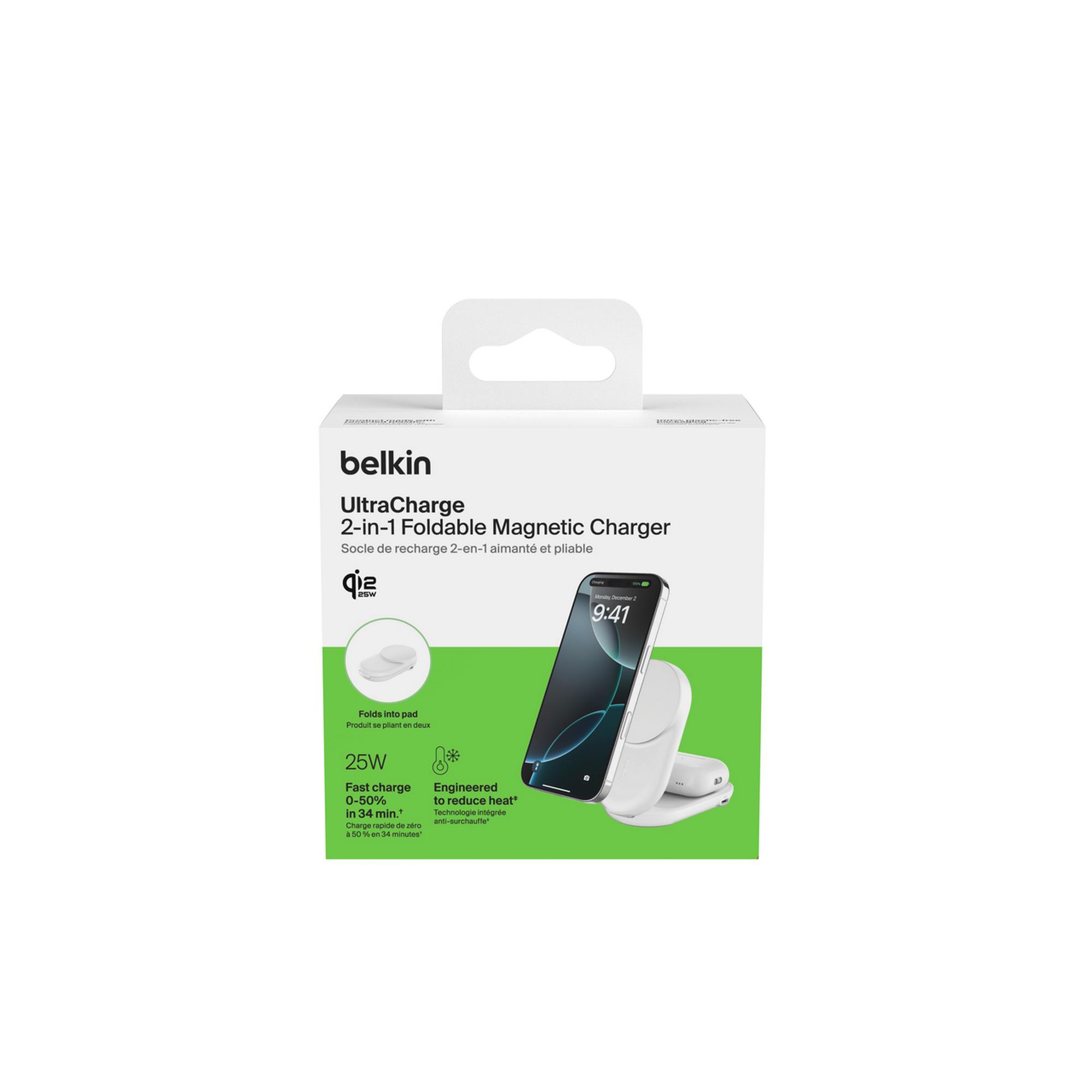 Зарядний пристрій бездротовий Belkin UltraCharge 2в1 Foldable Magnetic Charging 25 Вт Білий (WIZ039KQ 30492712) - фото 5 Зарядний пристрій бездротовий Belkin UltraCharge 2в1 Foldable Magnetic Charging 25 Вт Білий (WIZ039KQ 30492712) - фото 5