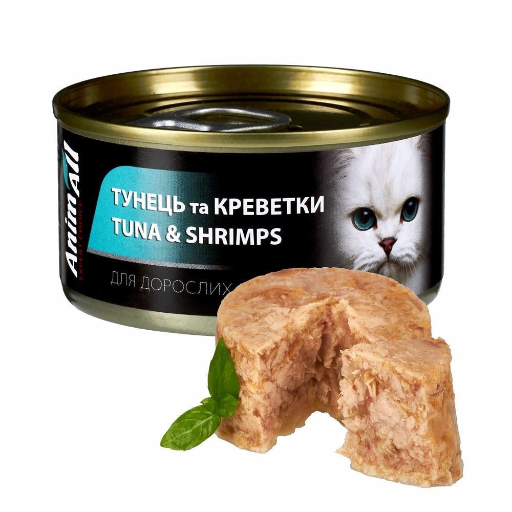 Корм влажный для кошек AnimAll тунец с креветками 85 г (2998381581)