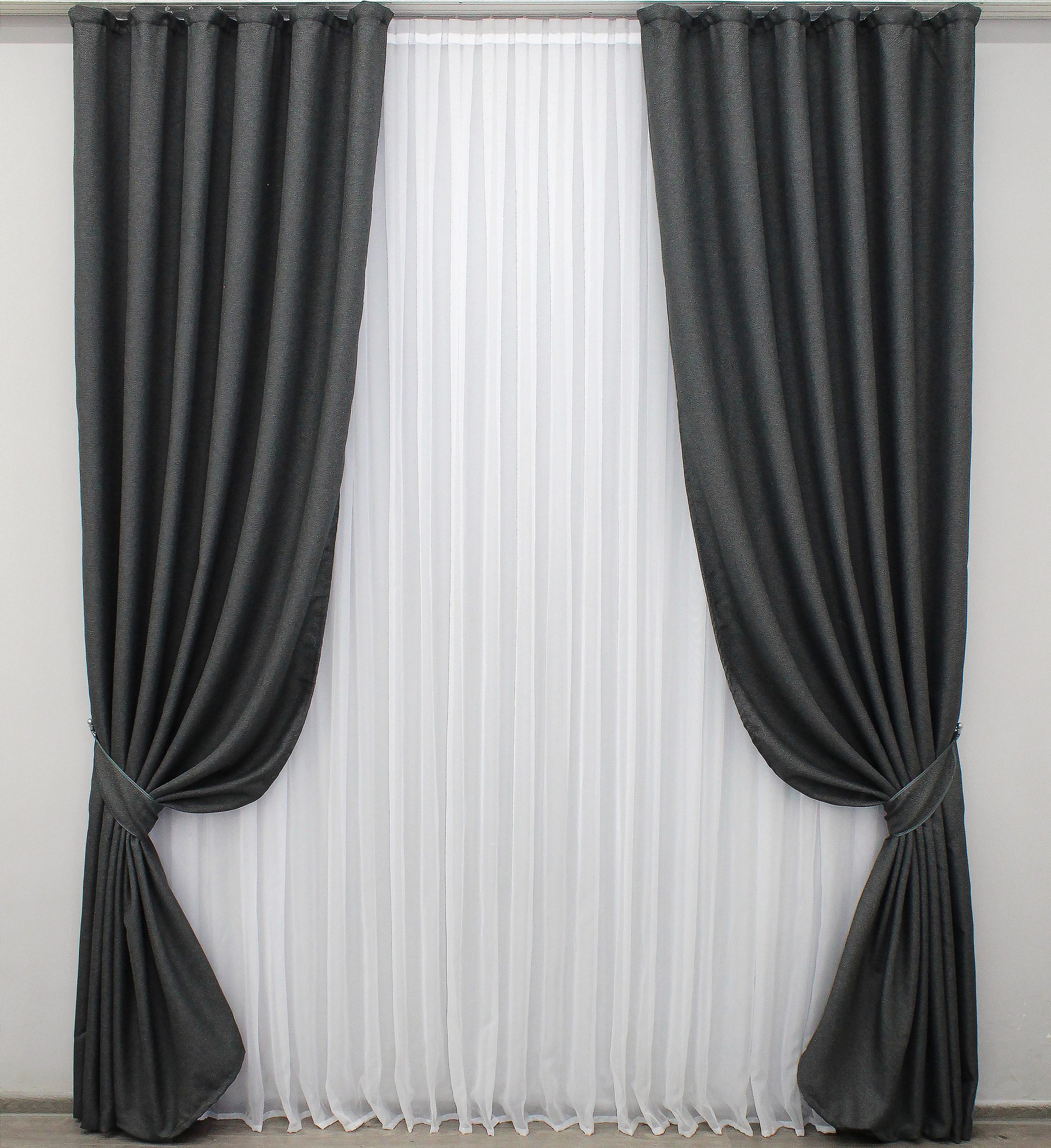 Комплект штор VR-Textil № 1221ш лен-блэкаут 150х270см 2 шт. Темно-серый (33-0041)