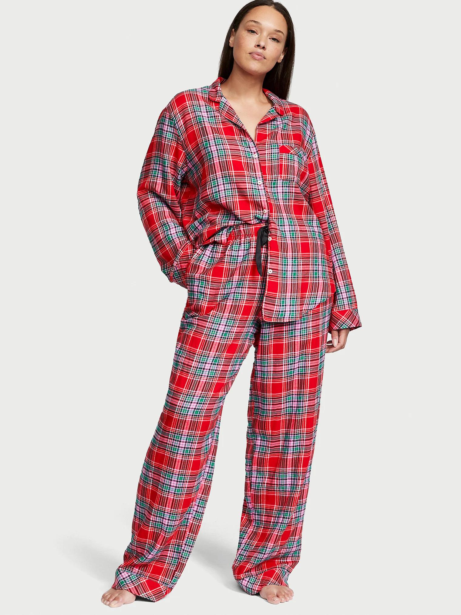 Пижама фланелевая Victoria's Secret Flannel Long Pajama Set XS Regular Красный (15319705)