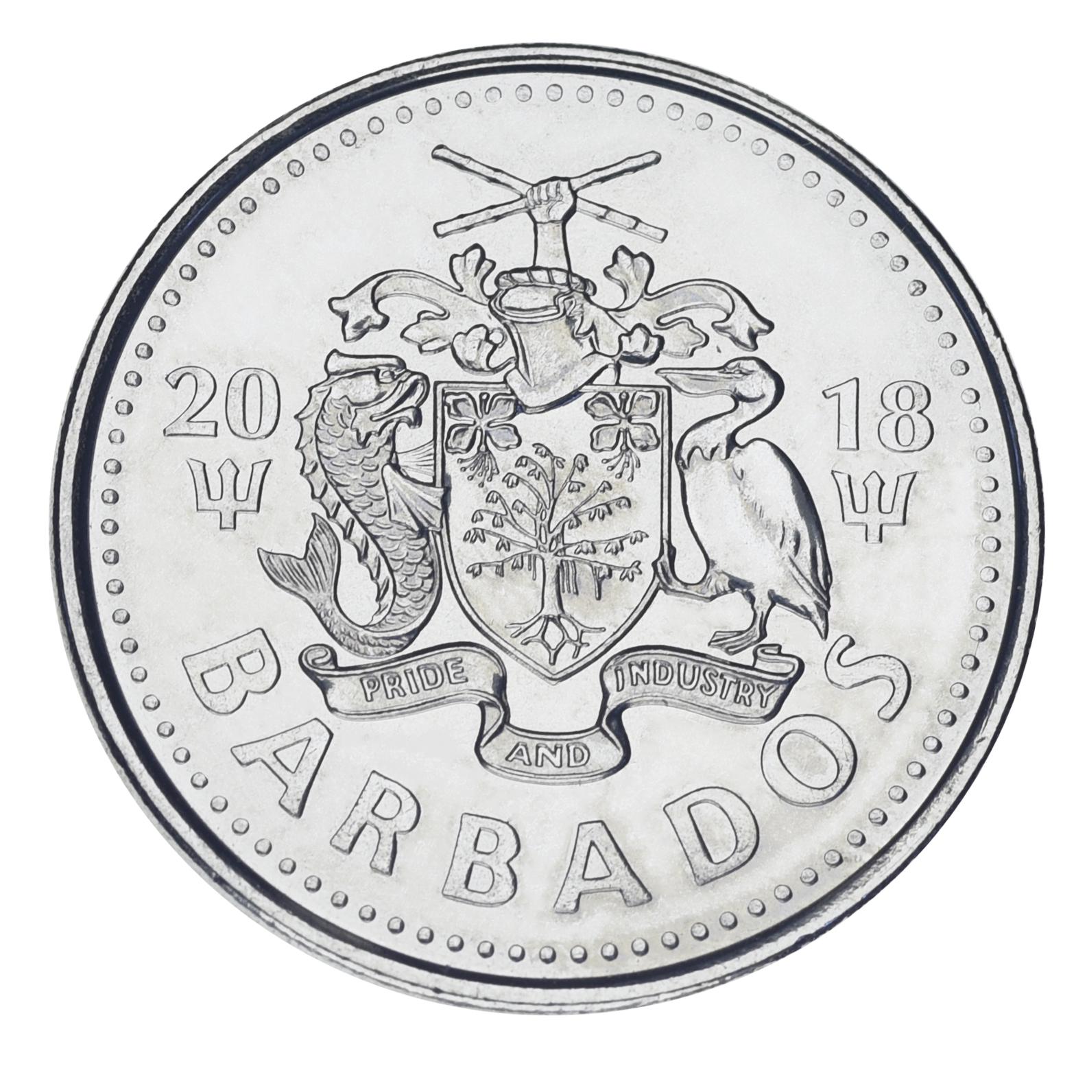 Коллекционная монета Барбадос 25 центов 2018 UNC (М24409) - фото 2