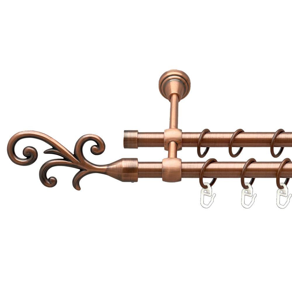 Карниз металлический Orvit Фала двухрядная литая/гладкая труба/кольцо металлическое Медь 16/16 мм 200 см (00-00019730)