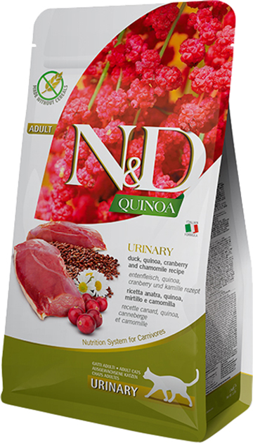 Корм для кошек взрослых Фарміна N&D QUINOA URINARY DUCK & CRANBERRY профилактика мочекаменной болезни 5 кг (36971)