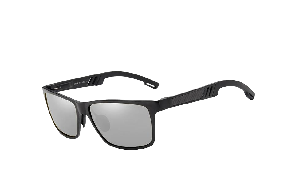 Мужские солнцезащитные очки KINGSEVEN DESIGN N7180 в классической оправе с поляризованными линзами Черный/Серебряный