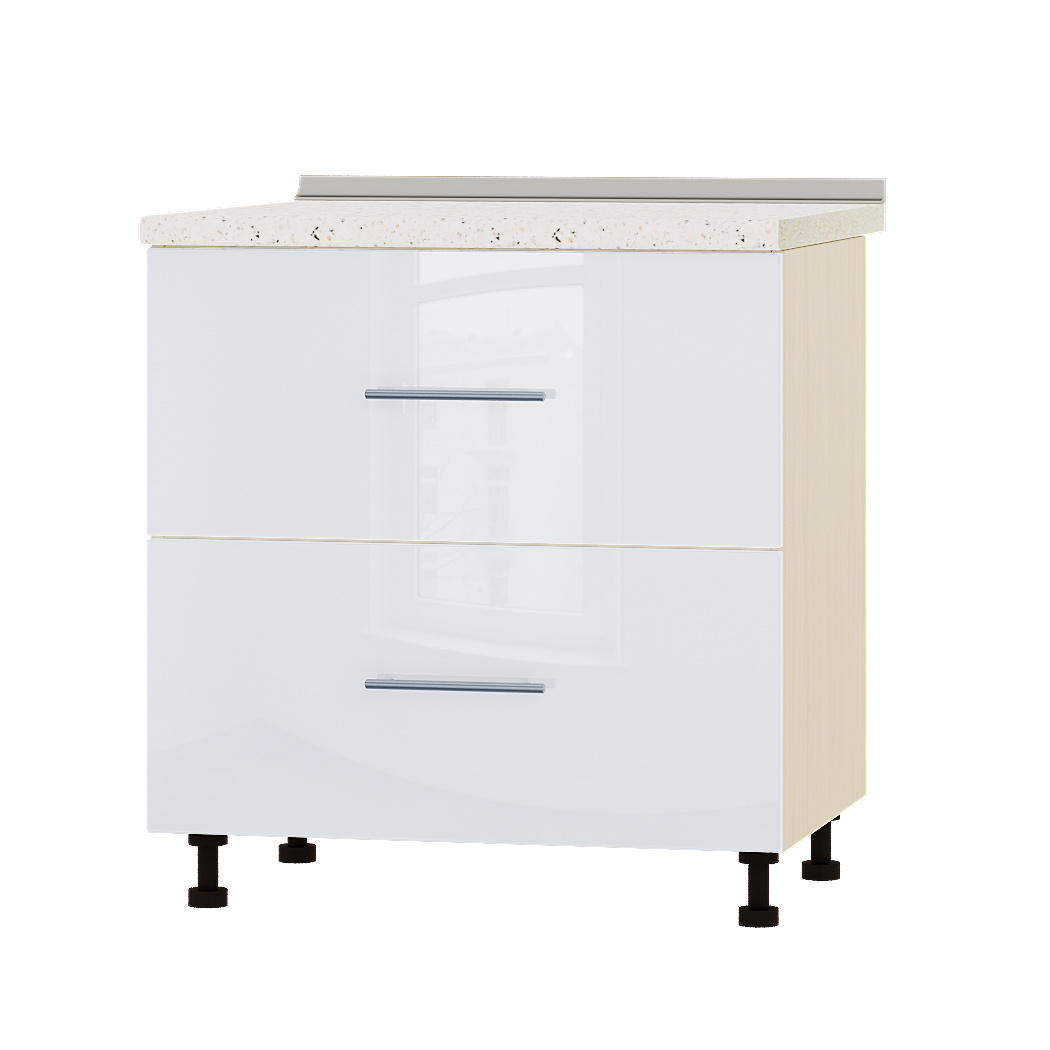 Шкаф нижний Эверест Акрил модуль Низ Н86-800 80х47х85 см Белый глянец/Дуб Молочный (04671)