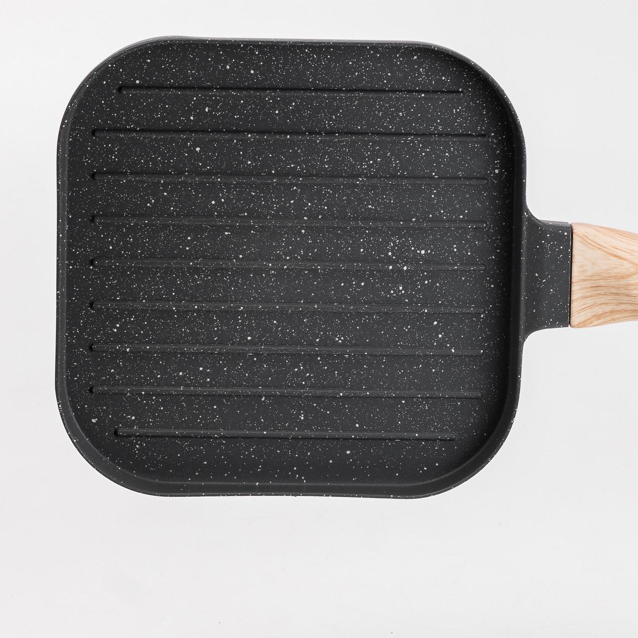 Сковорода-гриль квадратная рифленая с гранитным покрытием 18x18 см Серый (4868)