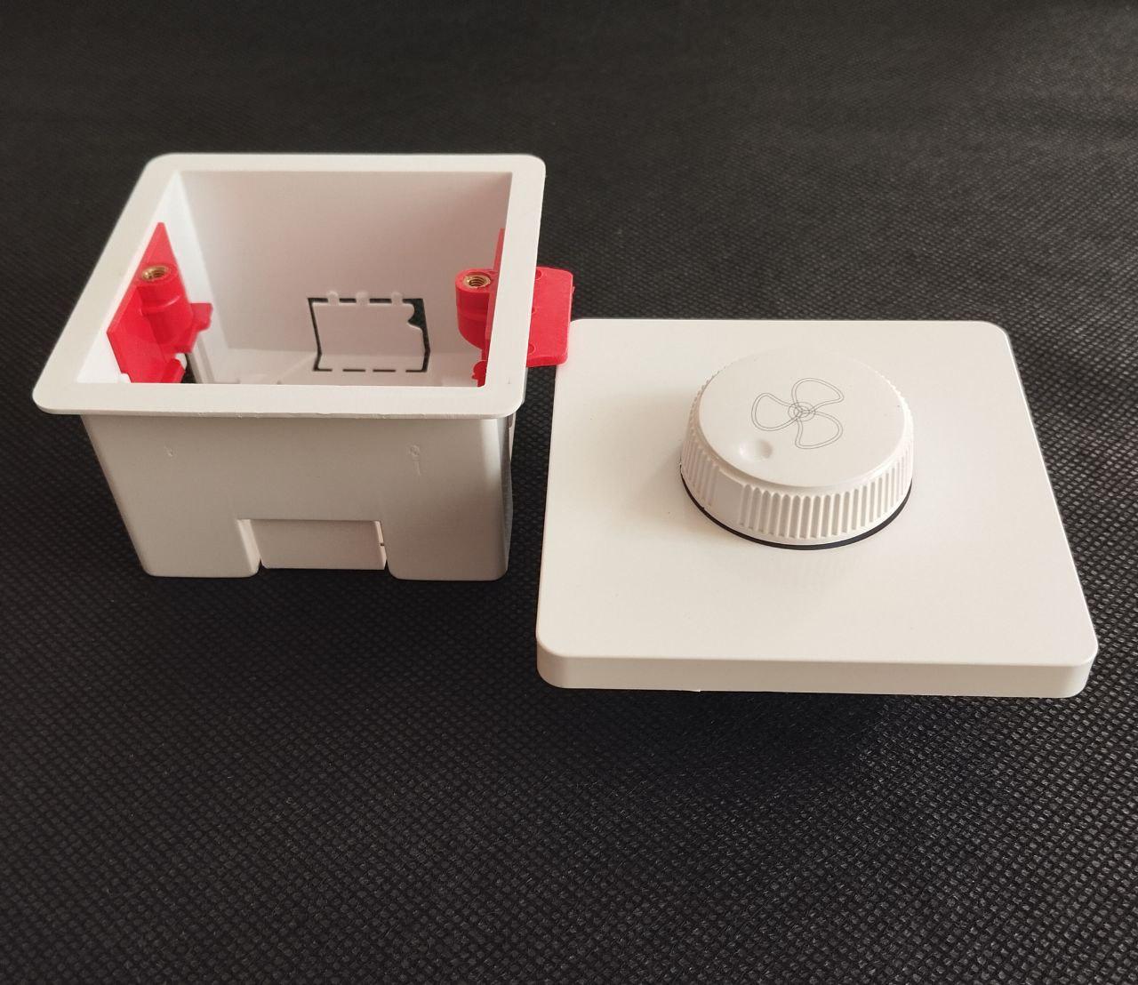 Регулятор обертів вентилятора Design з монтажною коробкою Білий (28830726)