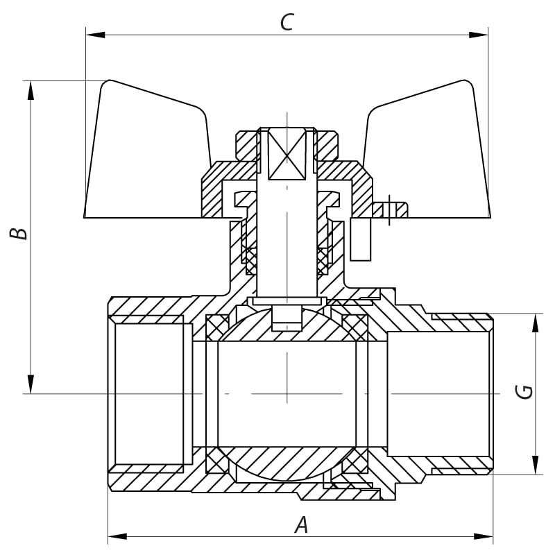 Кран с американкой 1/2" ГШБ ГАЗ KOER KR.218.G (KR0036) - фото 3