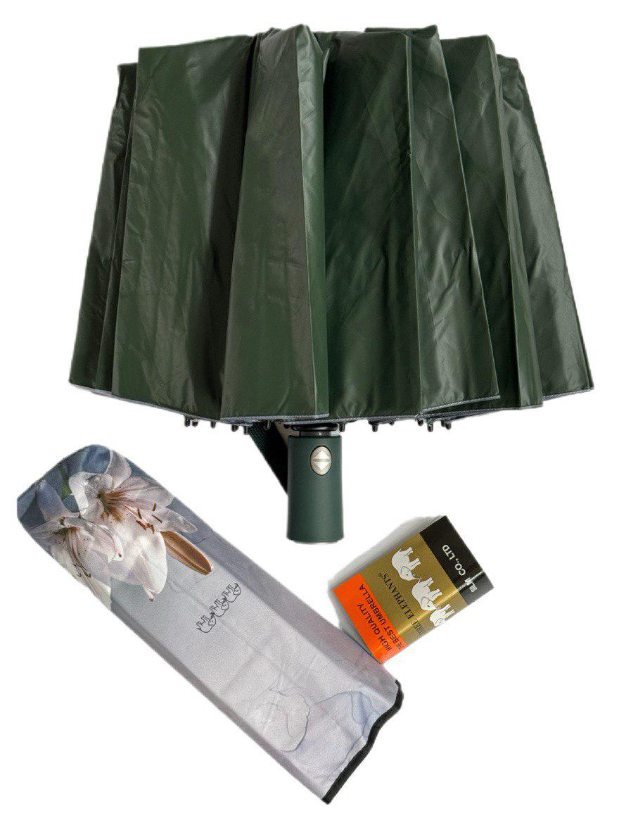 Парасолька-автомат жіноча Три Слона з квітами та однотонним куполом 16 спиць антивітер Зелений/Лілії (7569) - фото 3 Парасолька-автомат жіноча Три Слона з квітами та однотонним куполом 16 спиць антивітер Зелений/Лілії (7569) - фото 3