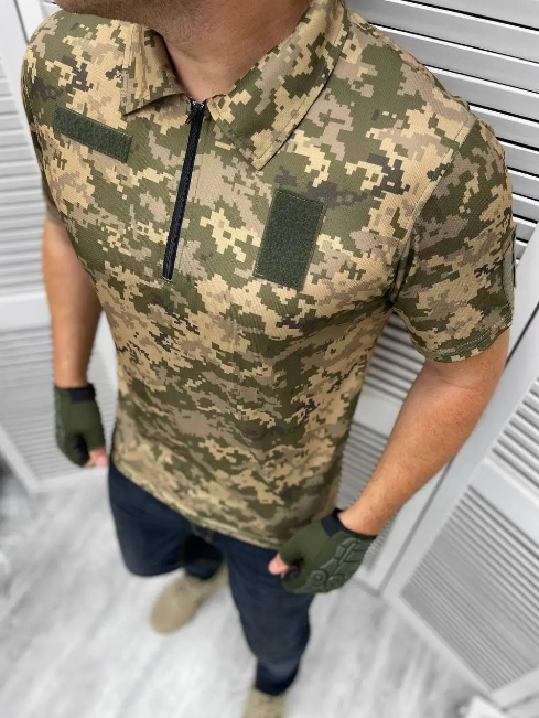 Футболка поло армейская с липучками под шевроны COOLmax 2-3 L Пиксель (AN004368)