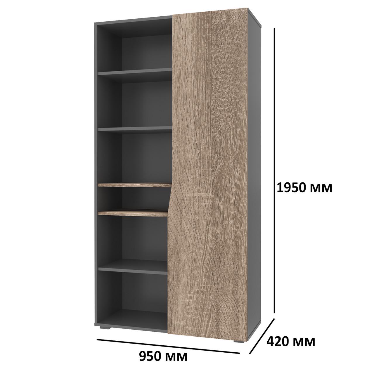 Шкаф с открытыми полками Connect A правый Дуб Сонома/Трюфель/Антрацит (8057722) - фото 2