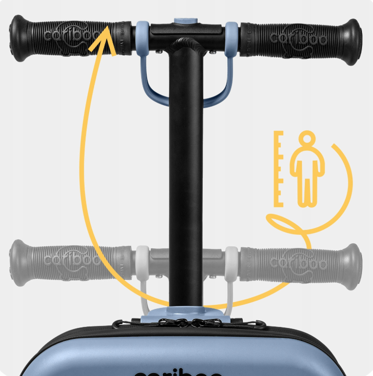 Трехколесный самокат CARIBOO iTRAVEL с детским чемоданом 2в1 Голубой (100851) - фото 7