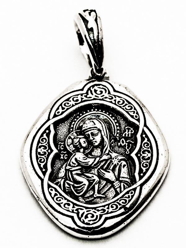 Образок подвес серебряный Федоровская Икона Божьей Матери