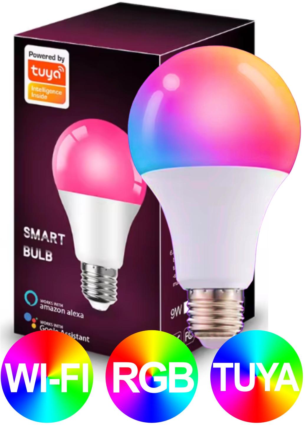 Умная лампочка Tuya Smart LED Wi-Fi A60 E27 2700-6500 K 9 W Color/White (1680956) - фото 2 Умная лампочка Tuya Smart LED Wi-Fi A60 E27 2700-6500 K 9 W Color/White (1680956) - фото 2